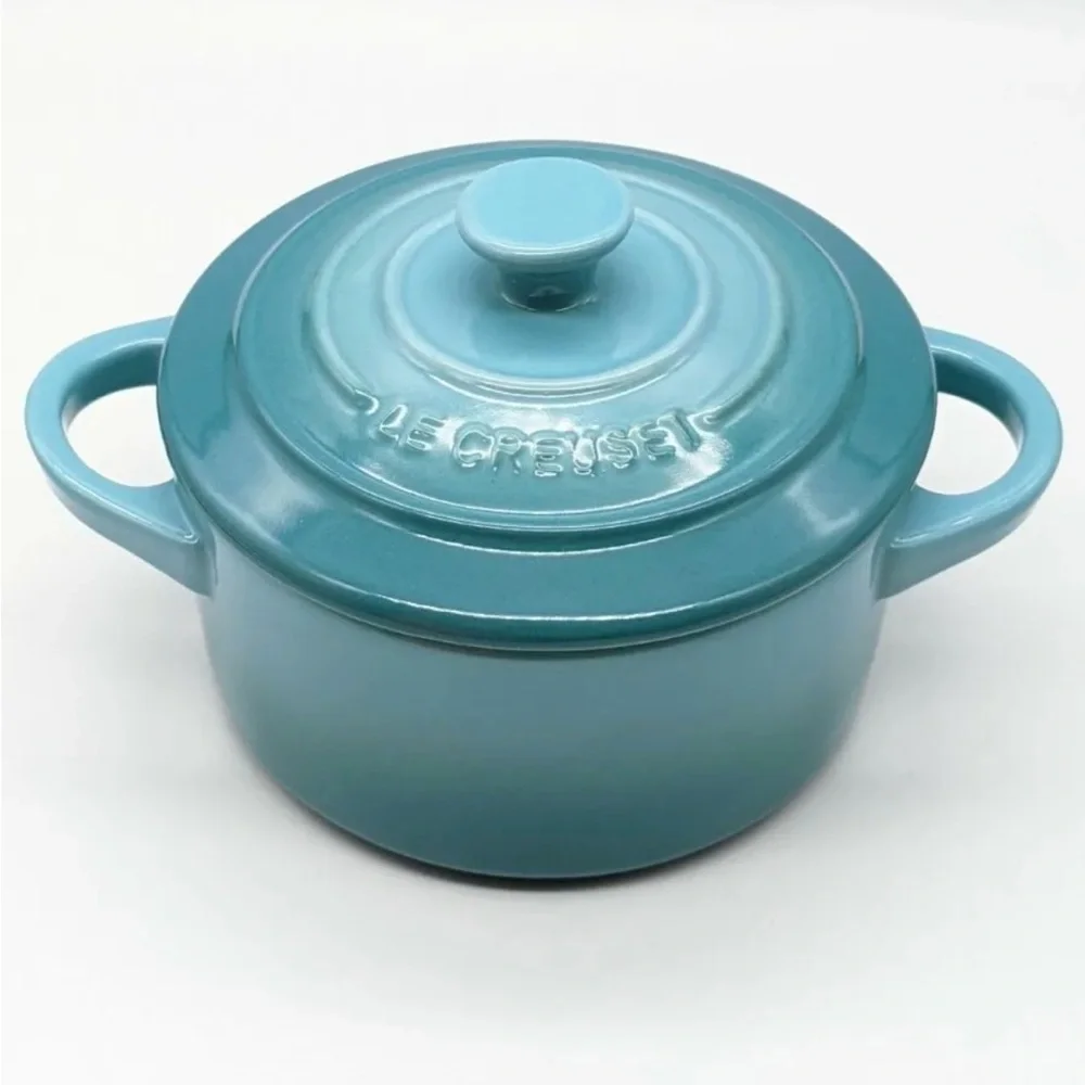 LE CREUSET Mini Cocotte 4 Caribbean Blue + Cookbook (FINAL PRICE $139 0726